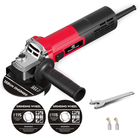 CP CHANT POWER Angle Grinder, 4-1/2” 750W 11500 Rpm Electric Grinder Tool with Guard, 2 Grinding Wheel, Side Handle, Wrench and Carbon Brush for Metal