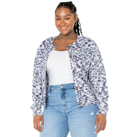 Celebrity Pink Women’s and Women’s Plus Marled Cardigan Sweater, Sizes XS-4X