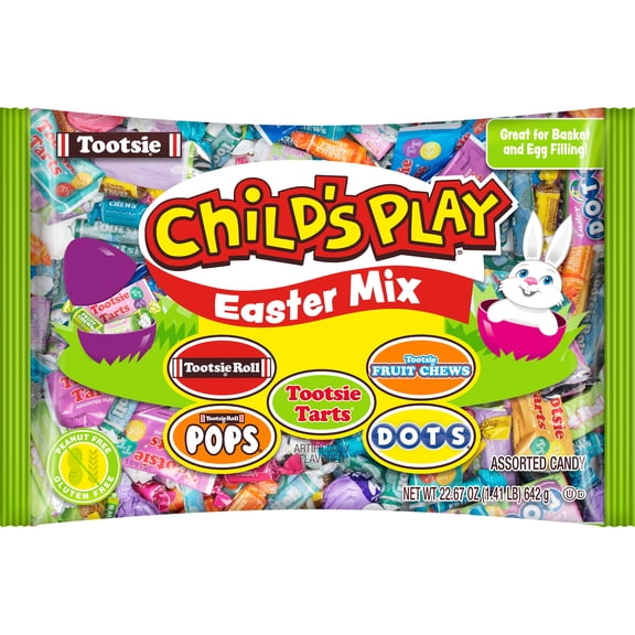 Child's Play, Easter Assorted Candy, 22.67 oz. Peanut Free, Gluten Free. Contains Milk and Soy.
