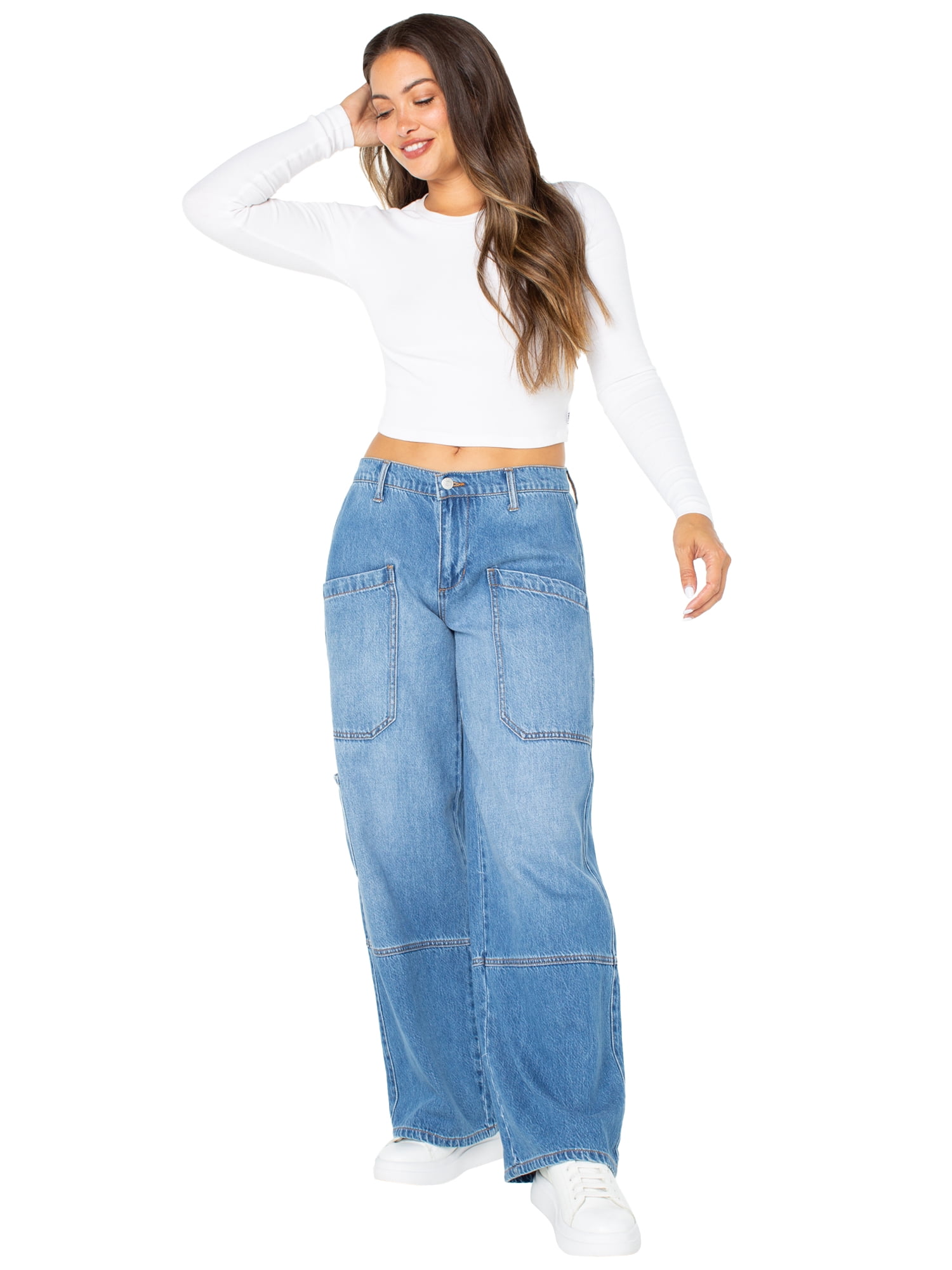 Celebrity Pink Women's and Women's Plus Wide Leg Gardener Jeans, Sizes XS-4X