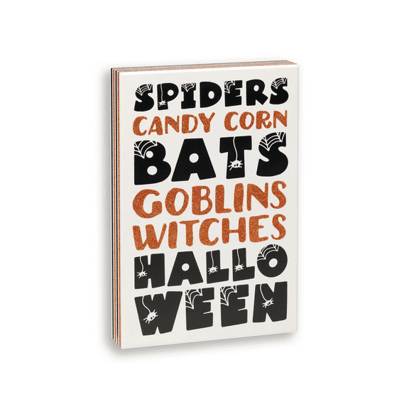 CP Halloween Decor - Black White Orange Spider Bats Subway Art Sign