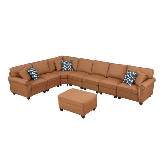 Devion Furniture Bouke Artificial Leather Modular Sofa Sectional With Ottoman