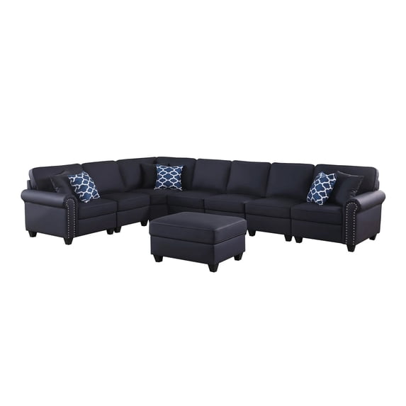 Devion Furniture Bouke Artificial Leather Modular Sofa Sectional With Ottoman