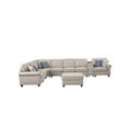 thumbnail image 1 of Devion Furniture Ella Faux Leather Modular Sectional Sofa with ottoman and cupholder console, 1 of 11