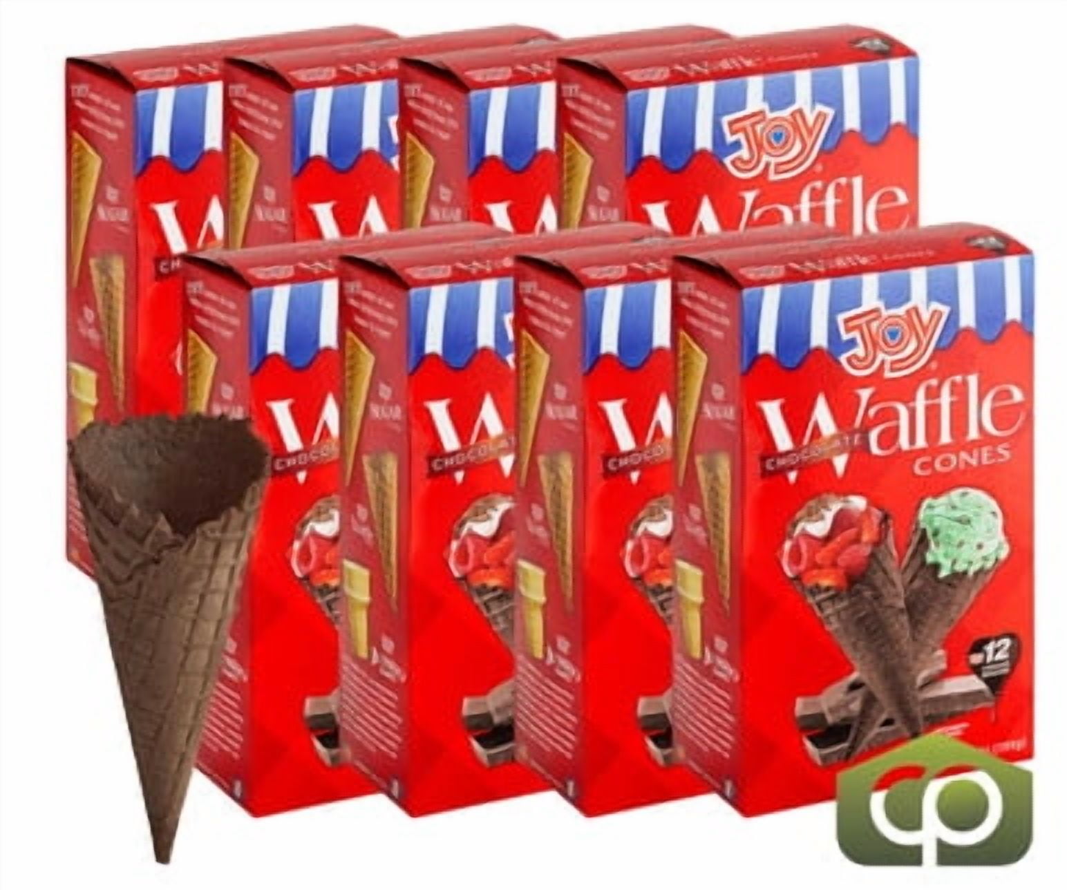 CP JOY Chocolate Ice Cream Waffle Cones 12 Pack- 8/CASE