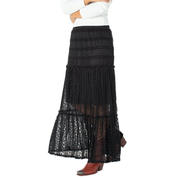 Celebrity Pink Women's Lace Tiered Maxi Skirt, Sizes XS-XXXL