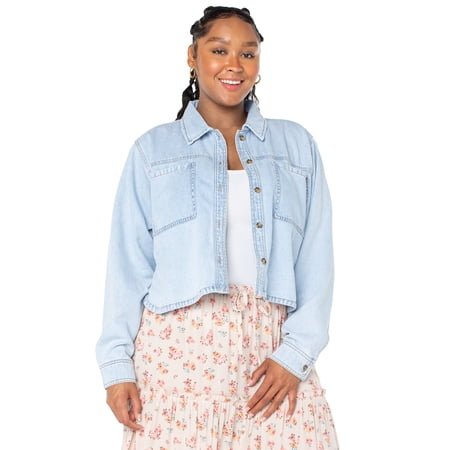 Celebrity Pink Women's Long Sleeve Denim Shirt, Sizes XS-4X