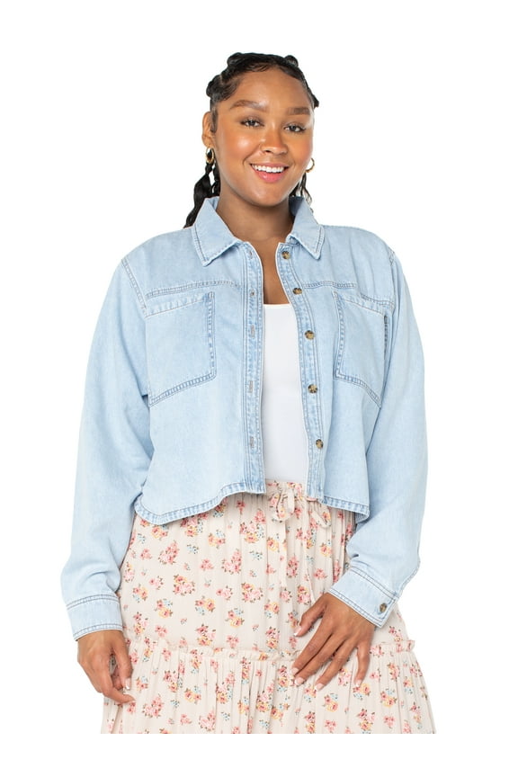 Women's Long Sleeve Denim Shirt, Sizes XS-4X