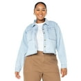 thumbnail image 1 of Celebrity Pink Women's and Women's Plus Hi Low Button Down Denim Top, Sizes XS-4X, 1 of 4