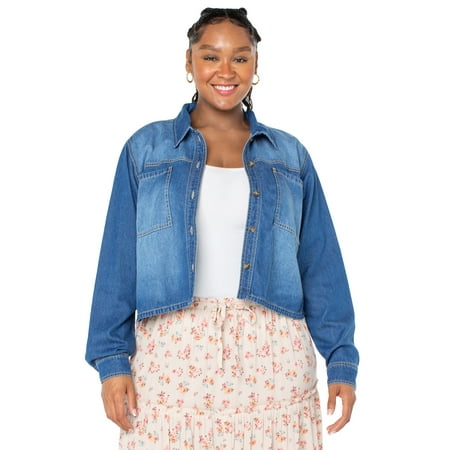 Celebrity Pink Women's Long Sleeve Denim Shirt, Sizes XS-4X