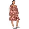 thumbnail image 1 of Celebrity Pink Women’s and Women’s Plus Floral Print Babydoll Dress with Long Sleeves, Sizes XS-4X, 1 of 5