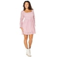 thumbnail image 1 of Celebrity Pink Women's and Women's Plus Long Sleeve Lace Mini Dress, Sizes XS-4X, 1 of 6