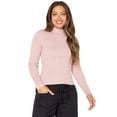 thumbnail image 1 of Celebrity Pink Women's Mock Neck Rib Top with Long Sleeves, Sizes XS-XXXL, 1 of 6