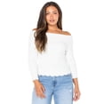 thumbnail image 1 of Celebrity Pink Women's Off Shoulder Scalloped Edge Sweater, Sizes XS-XXXL, 1 of 6