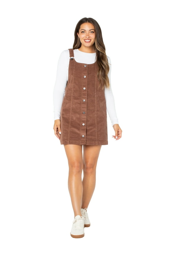 Women's and Women's Plus Corduroy Pinafore Mini Dress, Sizes XS-4X
