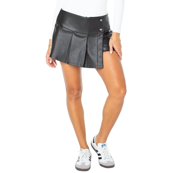 Celebrity Pink Women's Faux Leather Pleated Skort, Sizes XS-XXXL