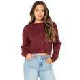 thumbnail image 1 of Celebrity Pink Women's Pointelle Crewneck Cardigan Sweater, Sizes XS-XXXL, 1 of 5