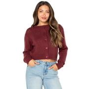 CELEBRITY PINK Women's Pointelle Crew Neck Cardigan Sweater, Sizes XS-XXXL