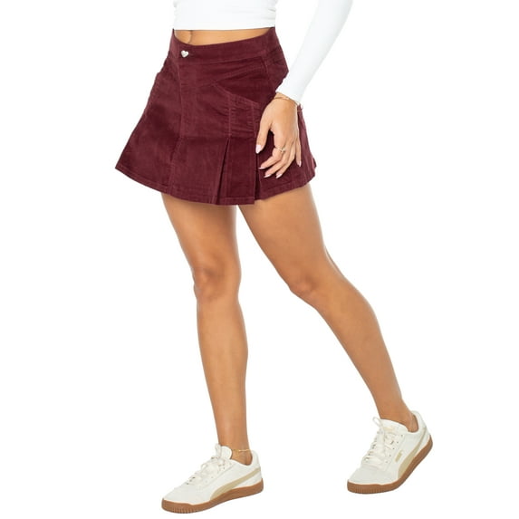 Celebrity Pink Women's Western Pleated Corduroy Mini Skirt, Sizes XS-XXXL