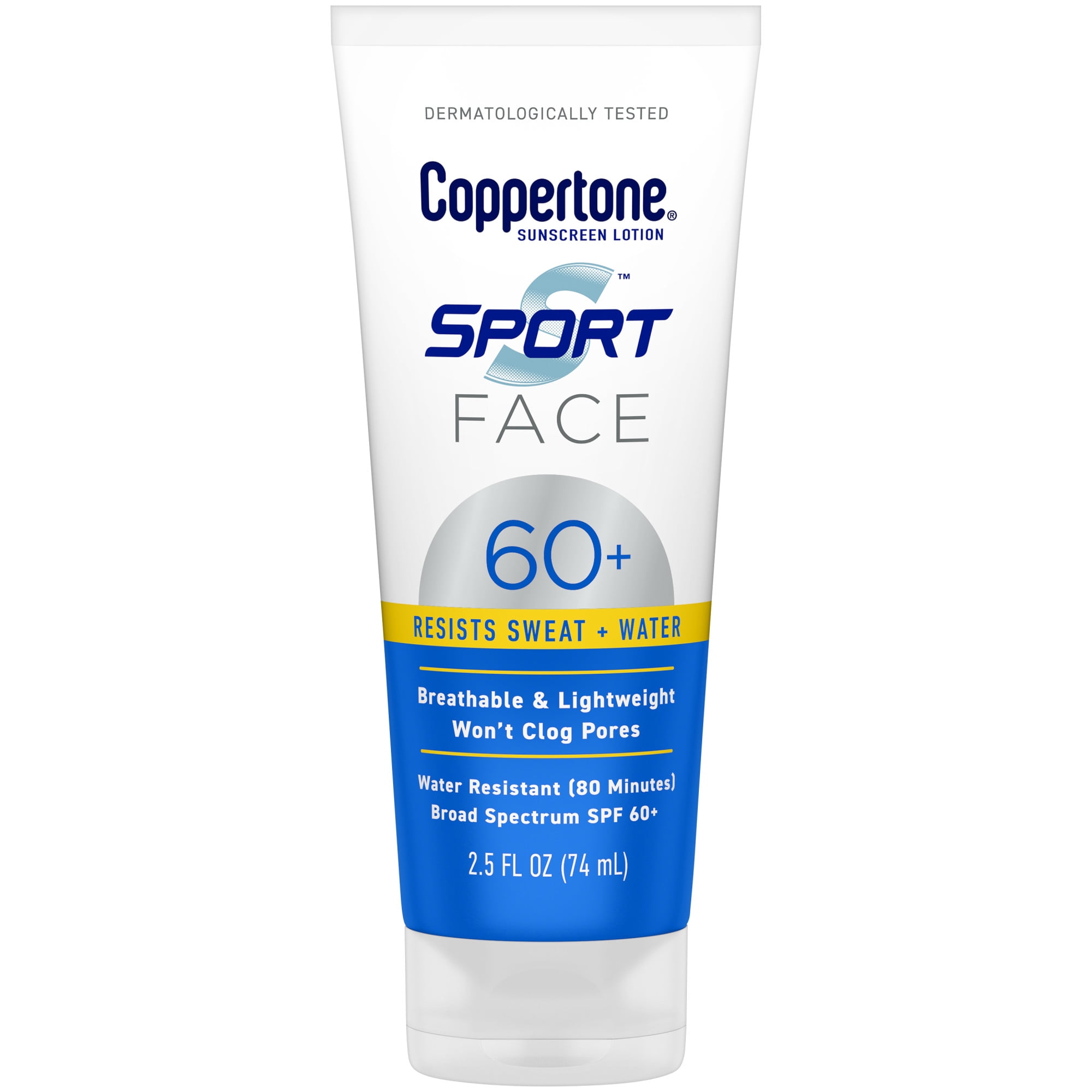 Coppertone Sport Face Sunscreen Lotion, SPF 60+, 2.5 fl oz Tube