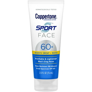 Coppertone Sport Face Sunscreen Lotion, SPF 60+, 2.5 fl oz Tube