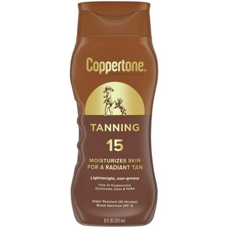Coppertone Tanning Sunscreen Lotion, SPF 15 Broad Spectrum Sunscreen, 8 fl oz