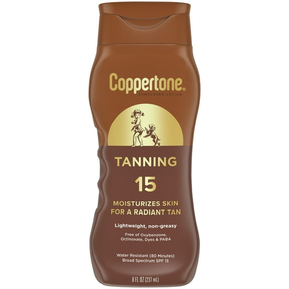 Coppertone Tanning Sunscreen Lotion, SPF 15 Broad Spectrum Sunscreen, 8 fl oz