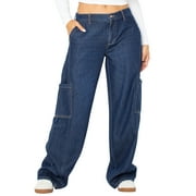 CELEBRITY PINK Women's and Women's Plus Cargo Wide Leg Jeans, Sizes XS-4X