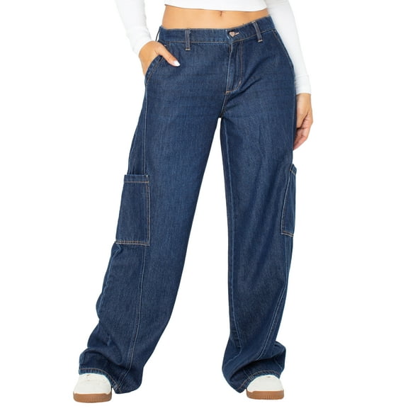 Celebrity Pink Women's and Women's Plus Cargo Wide Leg Jeans, Sizes XS-4X