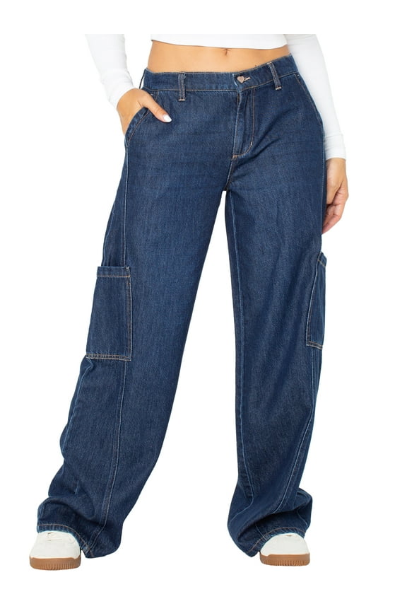 Women's and Women's Plus Cargo Wide Leg Jeans, Sizes XS-4X