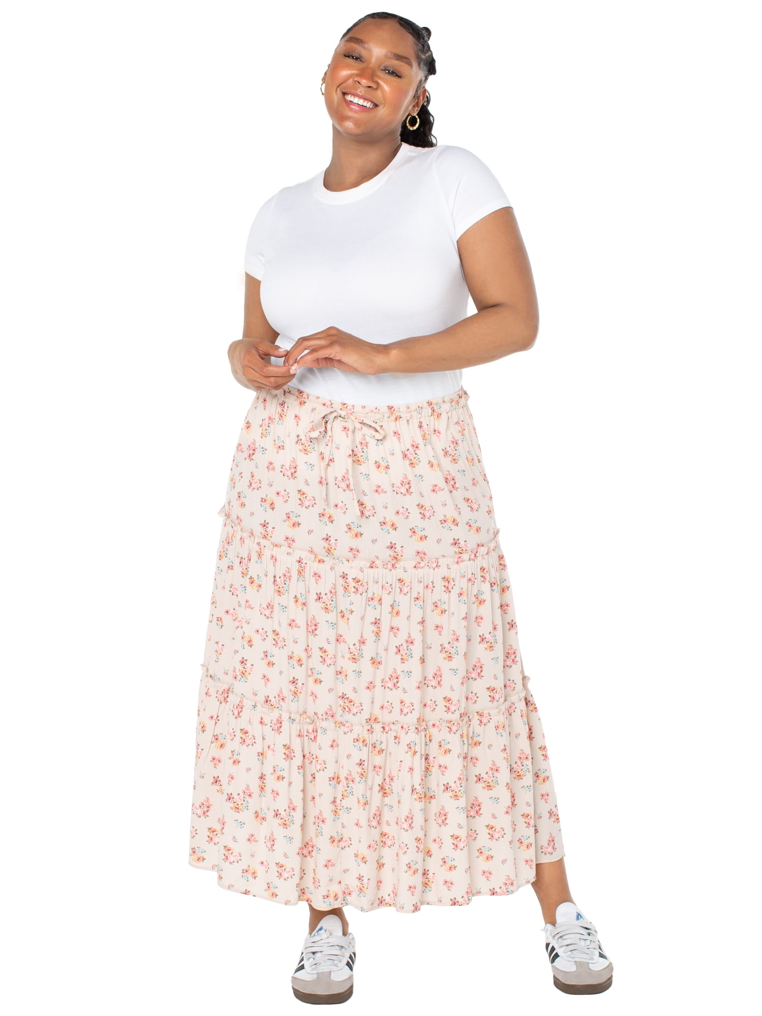 Celebrity Pink Women's and Women's Plus Tiered Maxi Skirt, Sizes XS-4X