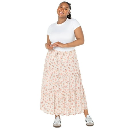Celebrity Pink Women's and Women's Plus Tiered Maxi Skirt, Sizes XS-4X