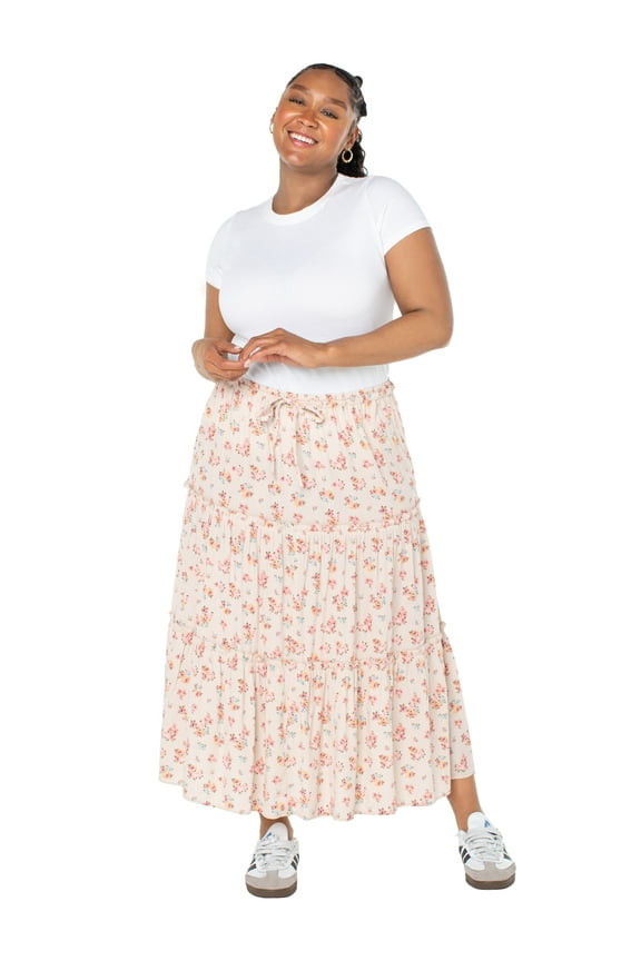 Women's and Women's Plus Tiered Maxi Skirt, Sizes XS-4X