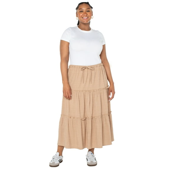 Celebrity Pink Women's and Women's Plus Tiered Maxi Skirt, Sizes XS-4X