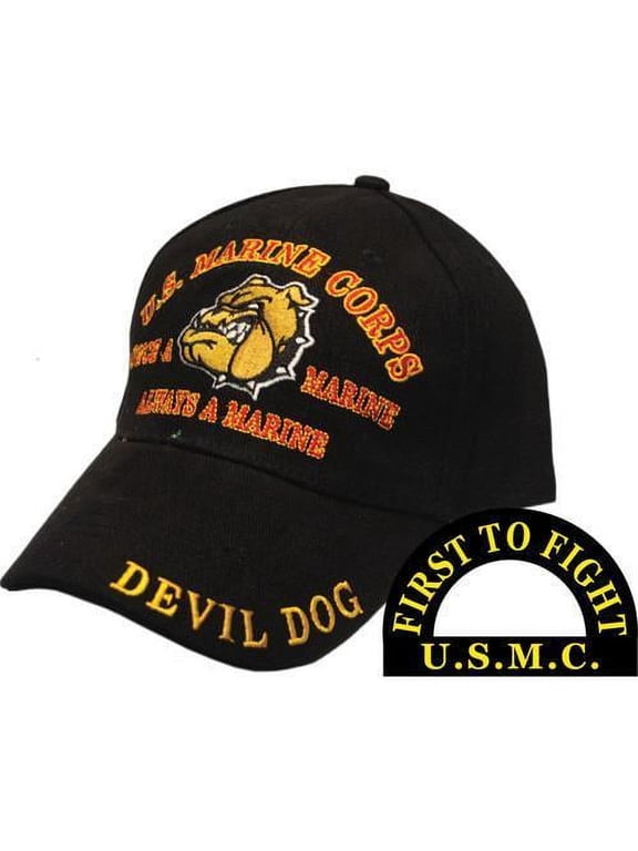 CP00322 Black U.S. Marine Corps Devil Dog "First to Fight" Cap