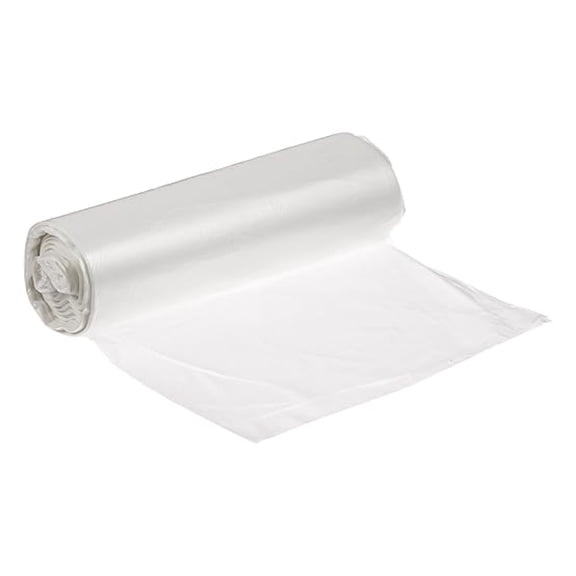 CP242406N HDPE Institutional Trash Can Liner, 7-10 Gallon Capacity, 24" Length x 24" Width x 6 Micron Thick, White (Case of 1000)