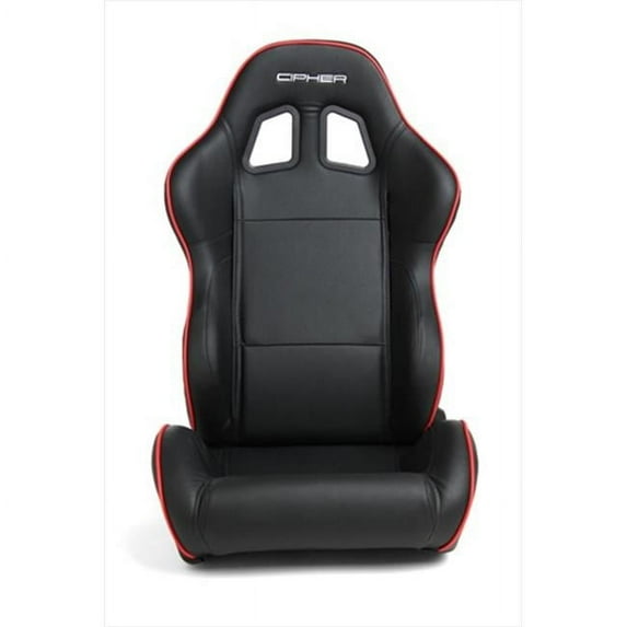 CPA1031 Black Synthetic Leather with Red Accent Piping Universal Racing Seats, Sold as a Pair