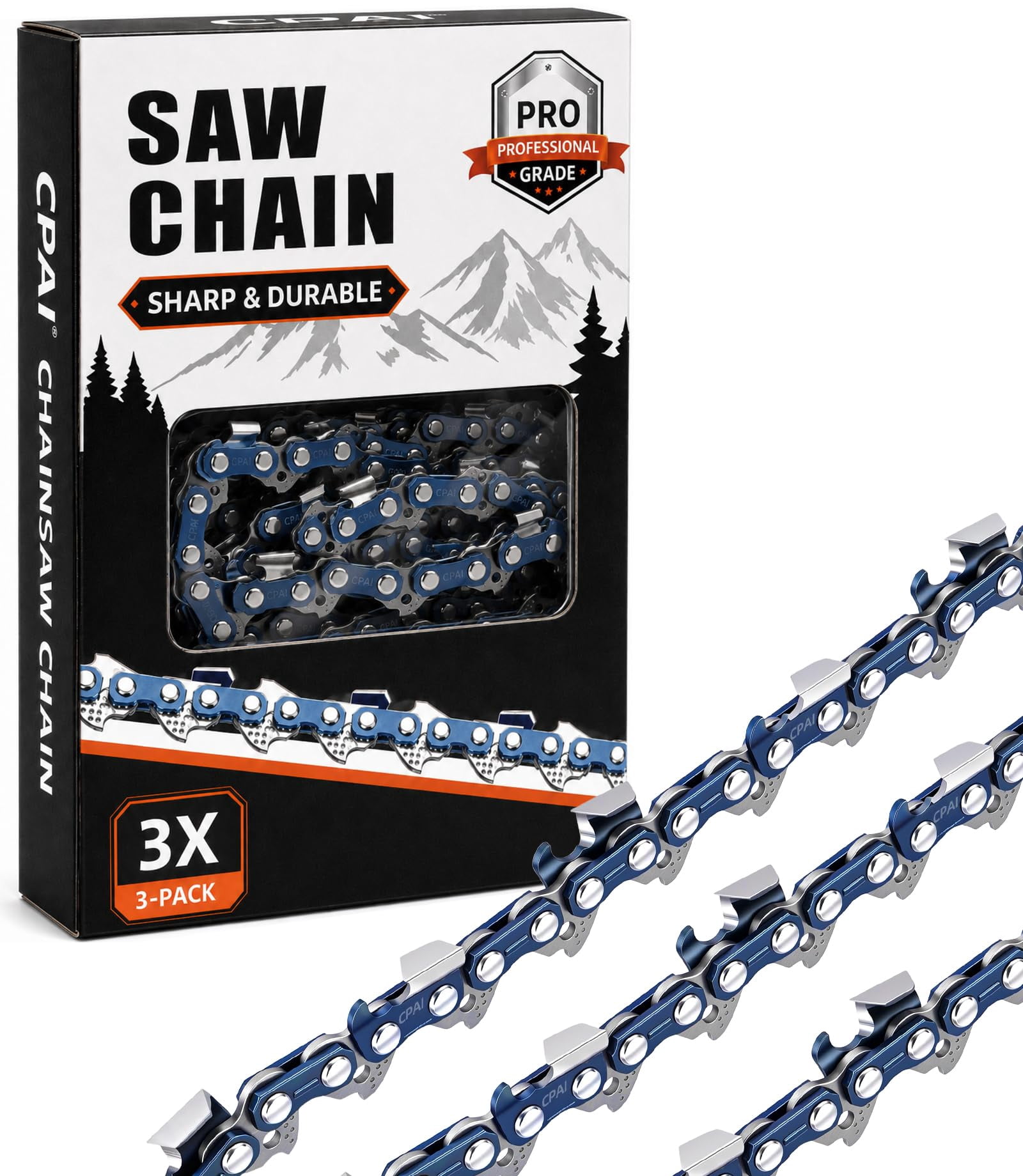 CPAI 16-Inch Chainsaw Chain 3-Pack, 3/8