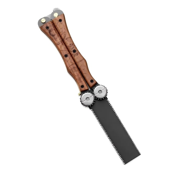 CPAI S51 Folding Hand Saw, SK85 Steel Pruning Saw with Walnut Wood Handle, Compact Straight Blade Garden Saw for Tree Trimming, Camping, Bushcraft, Yard Work