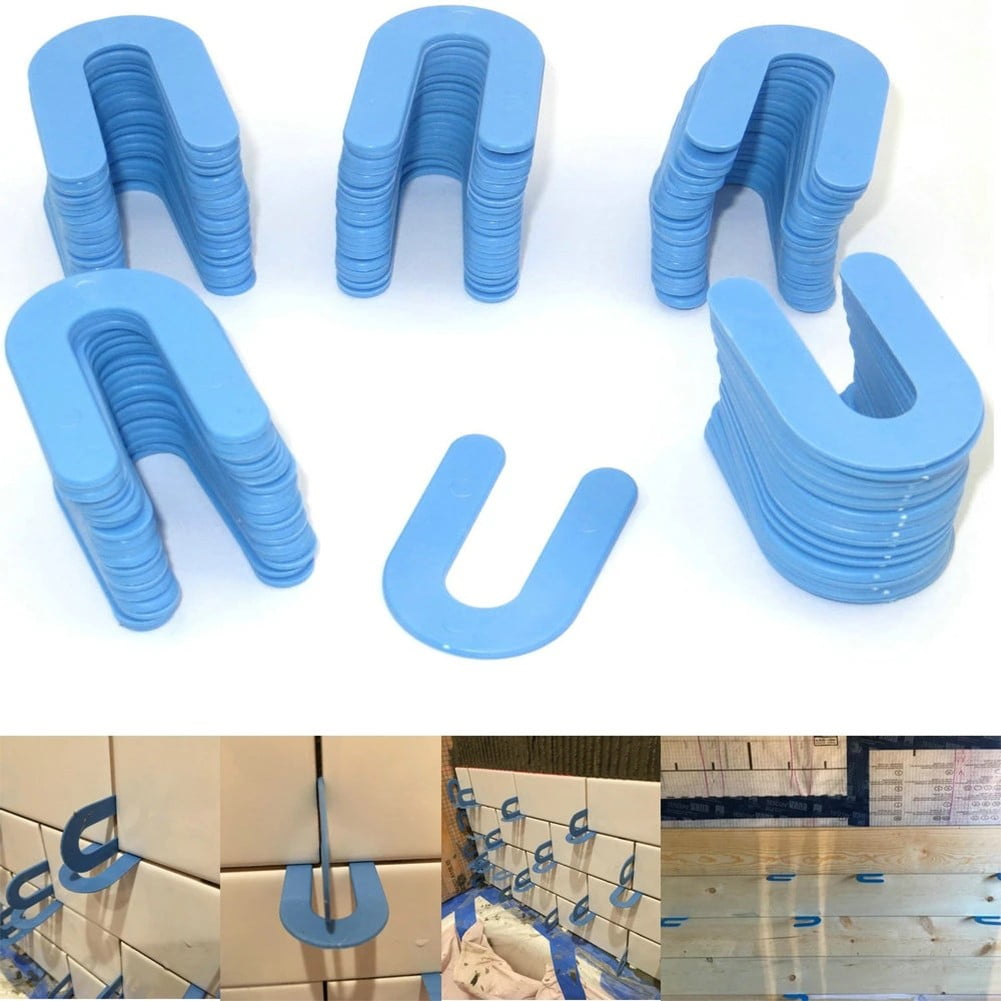 CPAN 100pcs U-shaped Horseshoe Shims Tile Spacers PP Level Wedges Positioning Clips