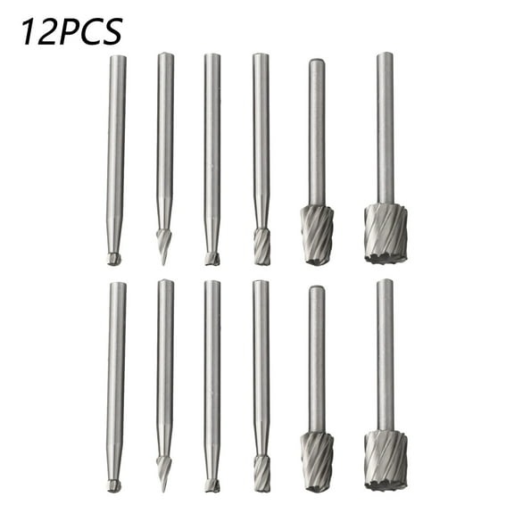 CPAN 12pcs/Set HSS Router Drill Bits Kit Rotary Burrs Tool Wood Metal Carving Milling