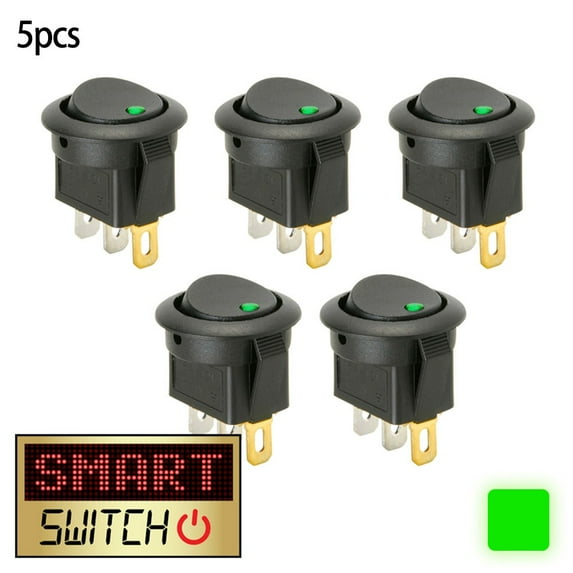 CPAN 5PCS 12V On/Off Round Rocker LED Light Toggle Switch Car Van Boat Dashboard
