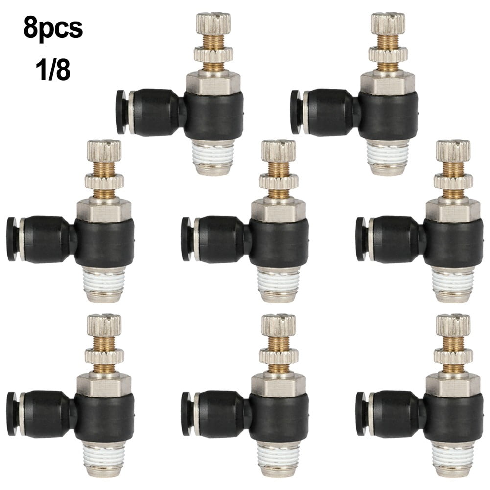 CPAN 8Pcs Air Flow Speed Control Valve Connector Tube Hose Pneumatic