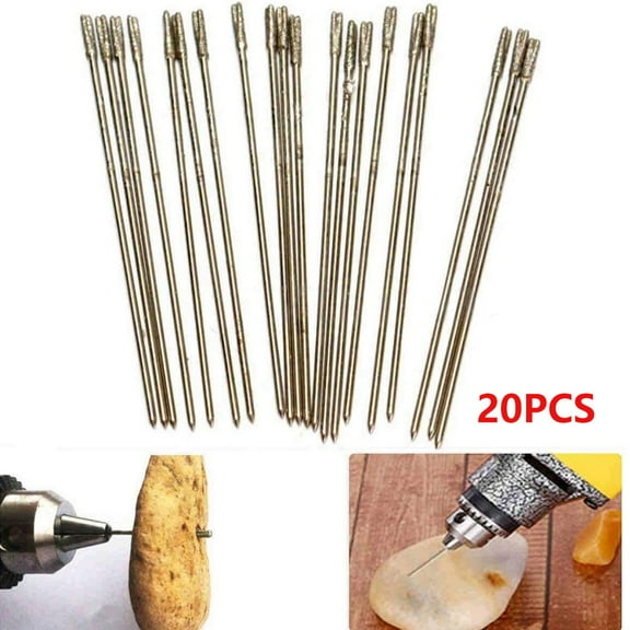 CPAN Lapidary Drill Bits Jade Drilling Needle Diamond Drilling Needle 1mm Diamond Coated Lapidary Drill Bits Solid Bits Needle For Jewelry Agate 20 Pcs