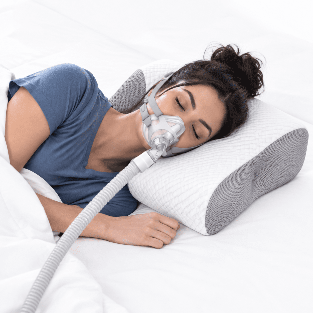 CPAP Bed Pillow for Side Sleeping, Contoured Design with Dual Height ...