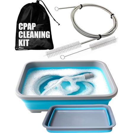 CPAP Cleaning Kit Hose and Mask for CPAP Hanger Dryer with 6.9 ft Thick Wire Brush, Collapsible Wash Basin, Compatible with 22mm and 15mm Hose, Extra Soft Bristles Cleaner CPAP Supplies