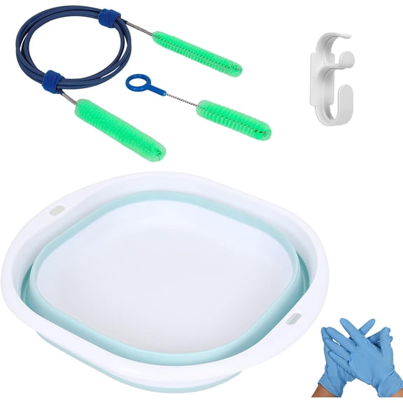 CPAP Hose Cleaner Kit - Tube Cleaning Brush, LongFlexible Brush with Basin, Drying Hook & Gloves CleaningSupplies for Hose, Mask Tubing