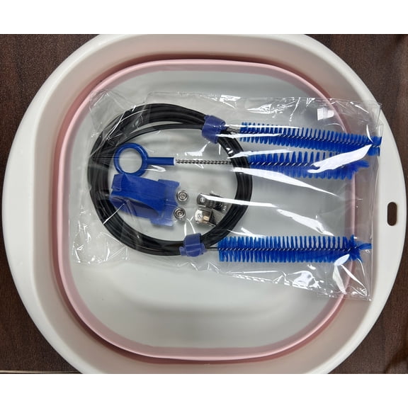 CPAP Mask Hose Cleaning Value Kit - Includes Foldable Wash Basin, CPAP Tube Cleaning Brush,  Features Dual-head Piple Brushes (22mm and 15mm sizes) , 2 Storage Hook - Pink