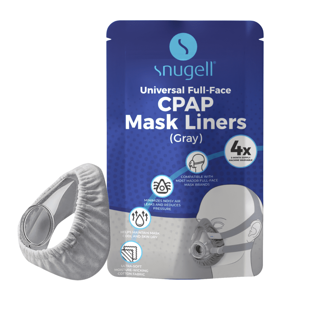 Snugell CPAP Mask Liners Full-Face (4-Pack) Gray Soft Cotton Fabric CPAP Skin Protector for Universal Fit Reduces Skin Irritation