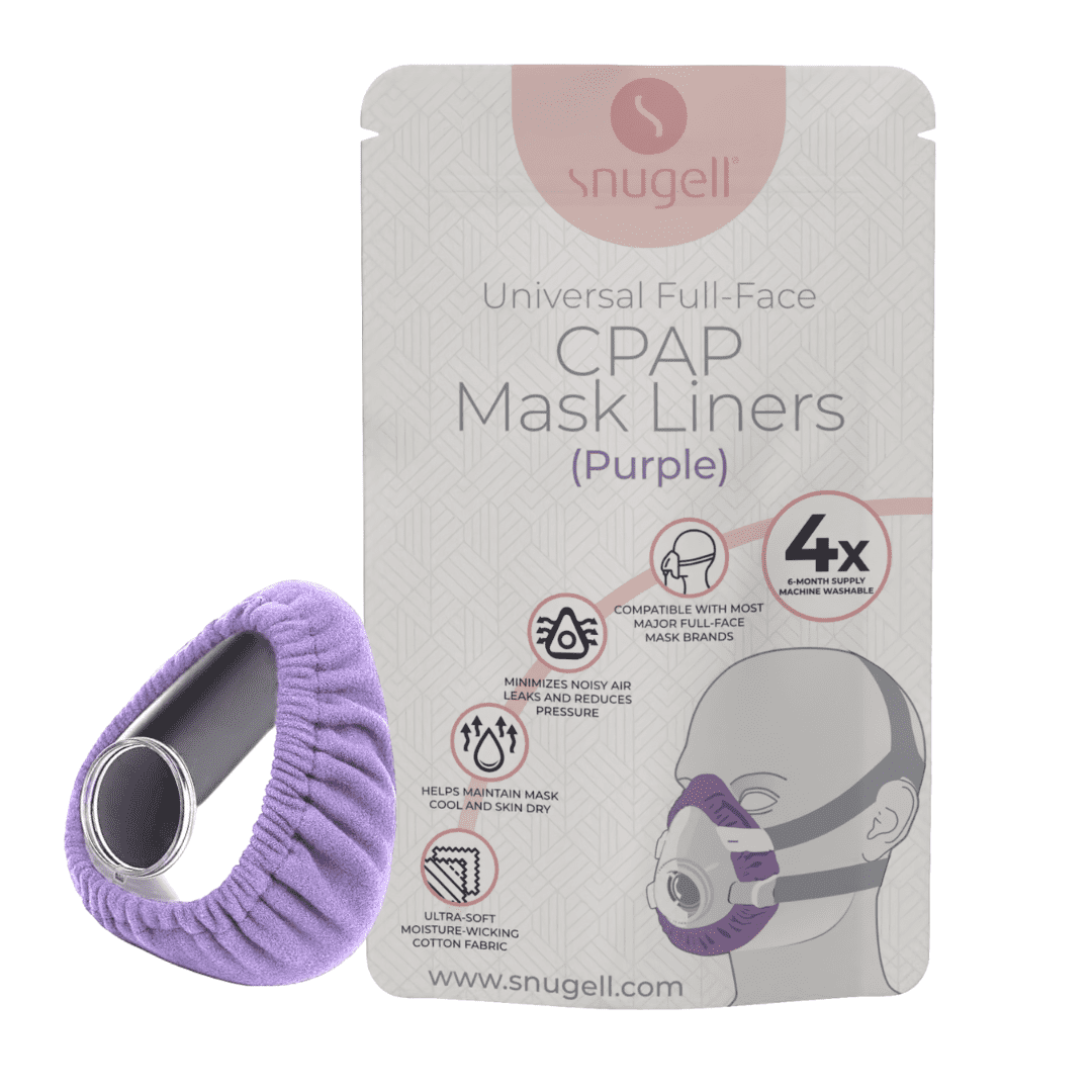 CPAP Mask Liners Full-Face by Snugell (4-Pack) - Universal Fit, Soft Cotton Fabric - Reduces Air Leaks and Skin Irritation - Reusable & Washable - 6 Month Supply (Purple)